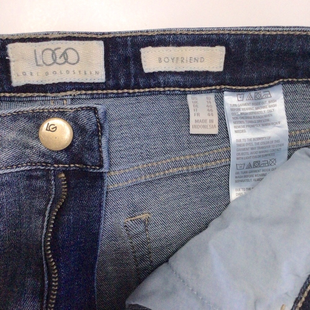 LOGO by Lori Goldstein Boyfriend Two Tone Side Panel Jeans Size 10 - Picture 7 of 12